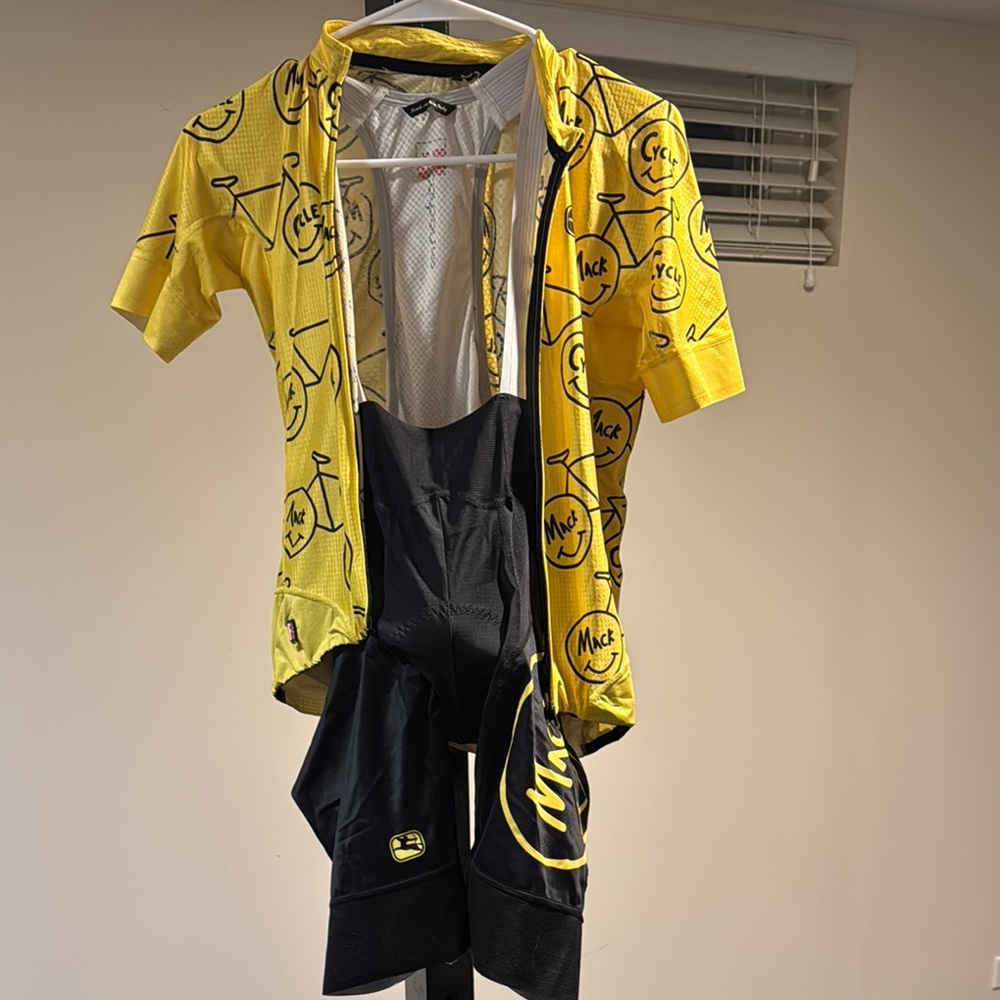 Yellow and Black Cycling Jersey and Bib Set